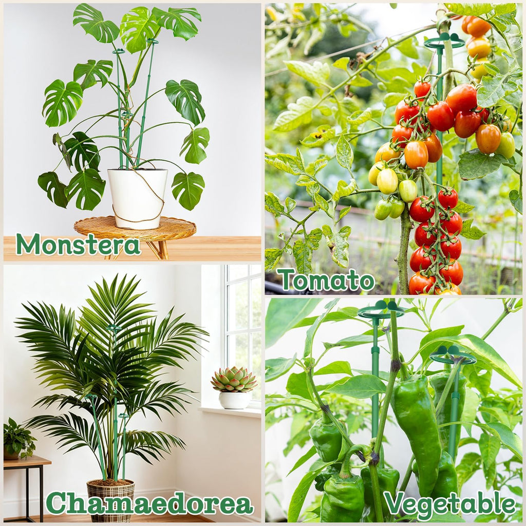 Extendable Plant Stakes,Adjustable Length from 14.3IN to 25IN Monstera Support Stakes with Clips,Sturdy Plant Stakes for Indoor Outdoor,Garden Sticks for Orchid,Tomato,Climbing Plants- 7Pack