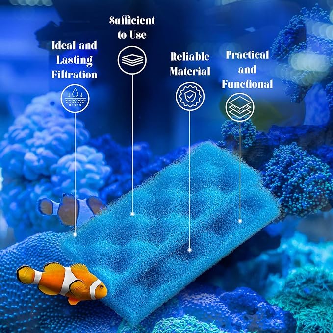 6 Pcs Aquarium Filters Bio Sponge Sets Compatible with Fluval 206/207, Including 2 Blue 2 White 2 Black Bio Sponge for Replacement Filter Media Kit