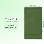 Chakir Turkish Linens Premium Cotton Absorbent Turkish Towels (Hand Towel - 4 Piece Moss)