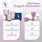 Yungala Purple Wine Glasses set of 6 purple goblets. GLASS goblets for wine, water or cocktails, vintage glassware and DISHWASHER SAFE, colorful glassware.