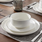 LERATIO Stoneware Dinnerware Sets for 4,Handcarft Ceramic Plates and Bowls Sets,Chip and Scratch Resistant Dishes, Dishwasher & Microwave Safe, Oven safe,Reactive Glaze-White