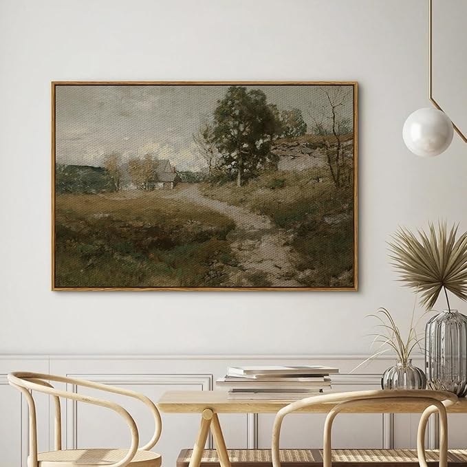 InSimSea Framed Canvas Wall Art, Vintage Countryside Landscape Farmhouse Decor, Wall Art for Living Room, French Country Decor, 24"x36"