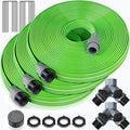 LAVEVE Heavy Duty Sprinkler Soaker Hose 75 FT, Flat Garden Hose with Holes, Efficient Flexible Irrigation Hose for Yard, Lawn and Garden, Includes Stakes (25FT x 3Pack)
