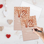 12th Birthday Invitation Cards, Rose Gold Glitter 12th Birthday Party Invites, Kids Happy Birthday Party Decorations Supplies, 20 Fill-in Cards with Envelopes for Boys or Girls Party Celebration - C04