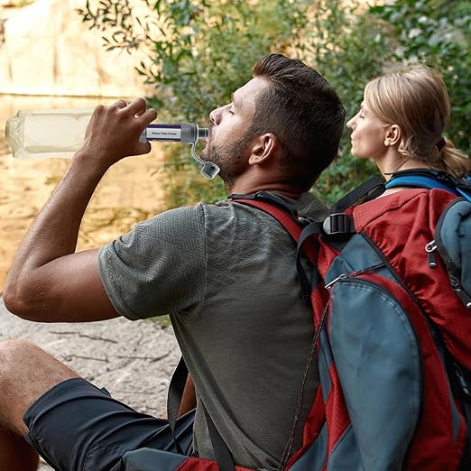Personal Straw Water Filter - Water Filtration System, Straw Water Purification System, Portable Water Purifier - Outdoor Emergency Survival Gear for Hiking, Camping Accessories and Travel