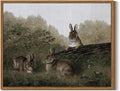 InSimSea Framed Wall Art for Living Room Three Rabbits Easter Bunny Decor Vintage Landscape Wall Art Aesthetic Woodland Animal Oil Painting Prints Countryside Farmhouse Wall Decor for Bedroom 11x14in