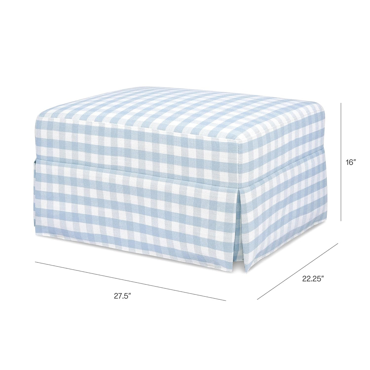 Namesake Crawford Gliding Ottoman in Blue Gingham, Greenguard Gold & CertiPUR-US Certified