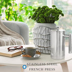 Mixpresso Stainless Steel French Press Coffee Maker 27 Oz 800 ml, Double Wall Insulated French Press Stainless Steel, Easy Clean Tea Brewer, Easy Press Durable Metal Coffee Press