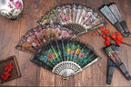HUNANBANG 4 Pieces Folding Hand Fans Church Wedding Gift, Party Favors, DIY Decoration Gift Size9 Wholesale 4pack (Spanish 4pack)