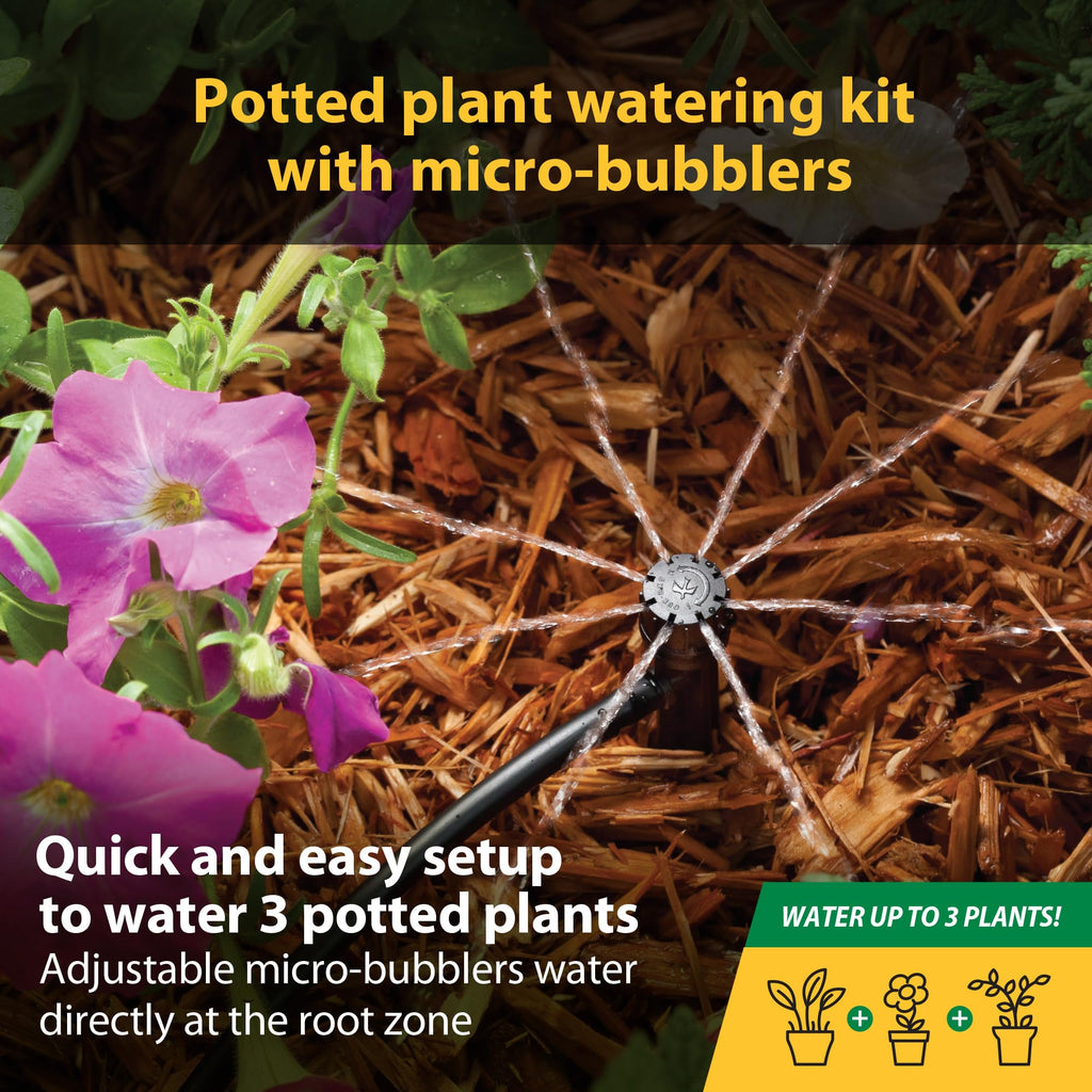 Rain Bird POTTEDKIT Drip Irrigation Kit, Full Circle, 1/4"