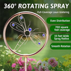 34" Tall Copper-Coated Stainless Steel Garden Sprinkler, 360° Rotating Decorative Ornamental Sprinkler for Lawn, Yard & Landscape Watering (Dragonfly)