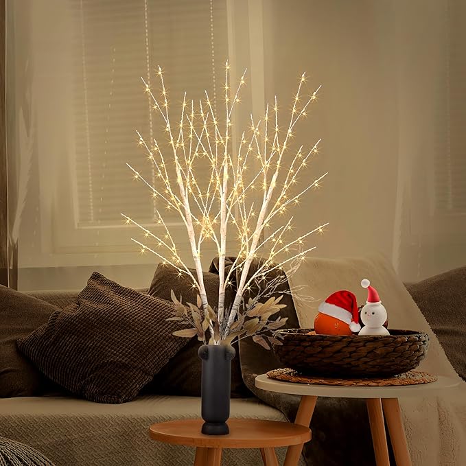 Lighted White Birch Branches With Timer 33IN 180 LED Twig for Vase Christmas Decor Artificial Tree Branch Holiday Parent