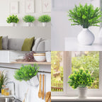 Ouddy Decor 6 Bundles Artificial Greenery Stems Mixed Fake Plastic Plants Eucalyptus Rosemary Faux Magnolia for Outdoor Indoor Garden Home Window Box Decor