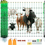 VEVOR Electric Fence Netting, 50" H x 164' L, Livestock Net Fencing with Posts & Stakes, Portable Mesh Nets for Goats, Sheep, Deer, Hogs, Dogs, Electric Fencing for Backyards, Gardens, Farms, Ranches