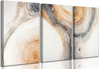 3 Pcs Beige Tree Rings Canvas Wall Art Modern Neutral Abstract Geome Nature Tree Ring Paintings Pictures Wall Decor Poster Print Artwork for Living Room Bedroom Office Home Decoration