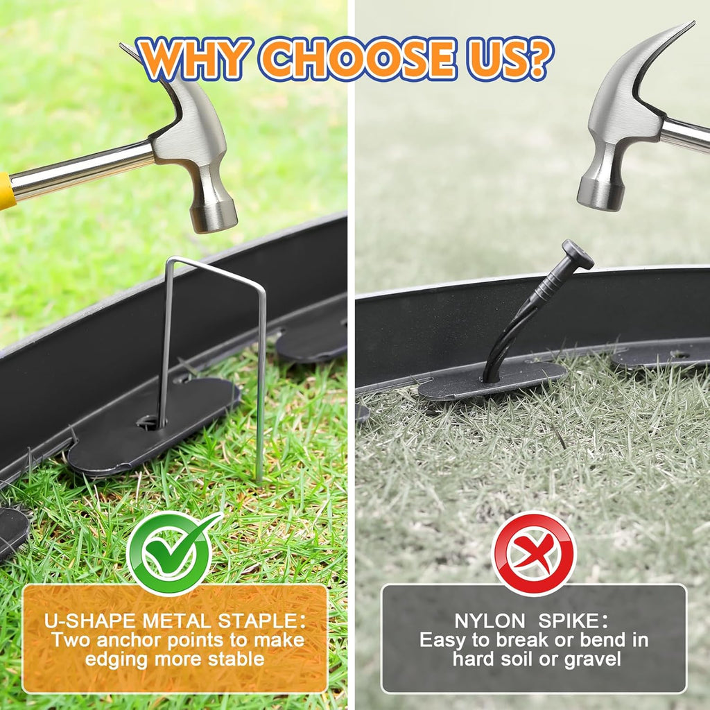 2 Inch x 66 FT (Multiple Sizes Available) Landscape Edging, Garden Edging Borders with 70pcs Upgrade Stakes, Flexible No Dig Plastic Garden Border for Lawn, Landscaping, Flower Beds, tree and Yard