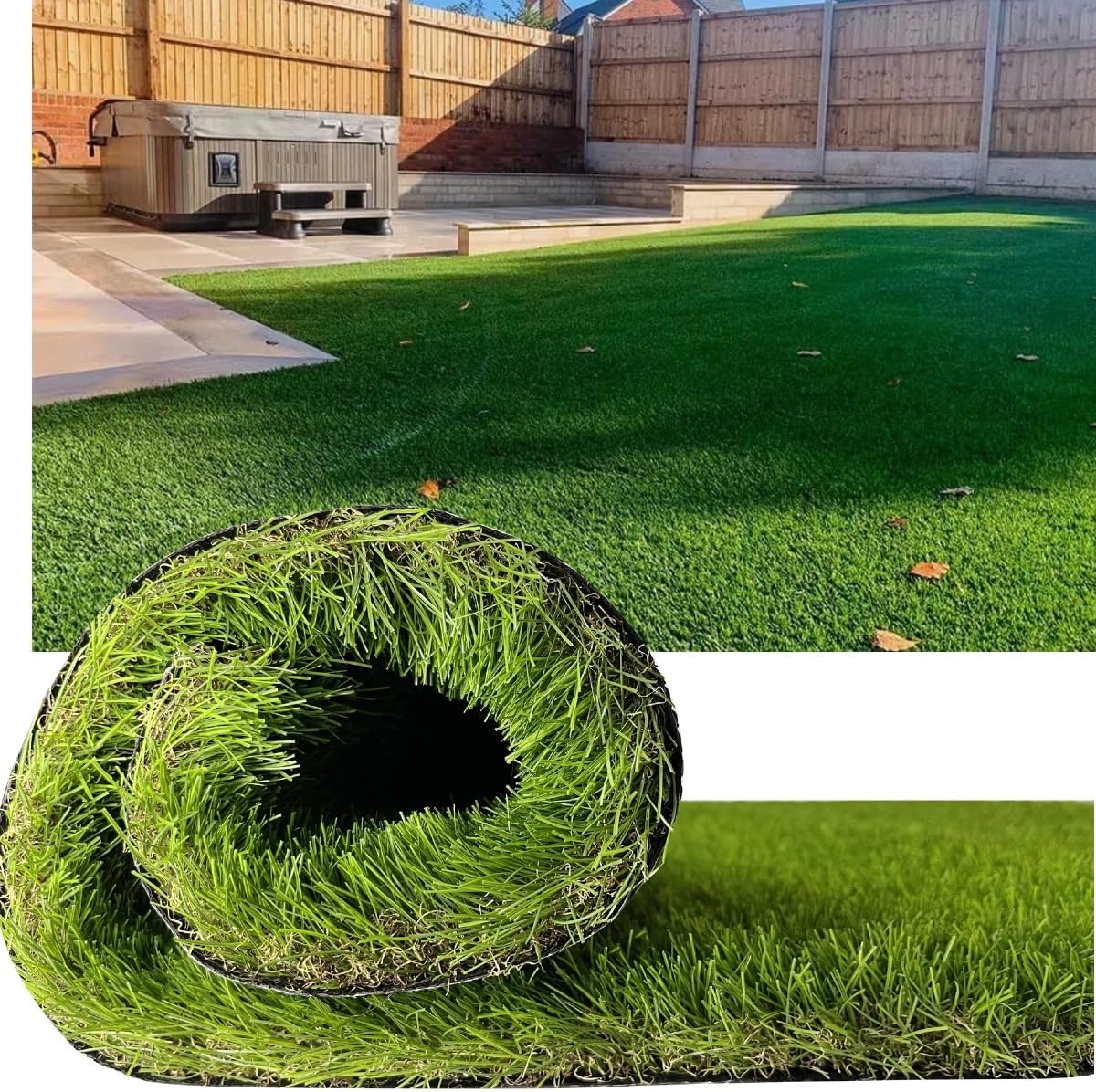 Petgrow Luxurious Artificial Grass Realistic Turf 13 X 48 Feet,1.57 Inch Pile Height Ultrathick Indoor/Outdoor Dog Fake Faux Grass,Synthetic Grass Rug Garden Landscape Patio,Drainage Holes