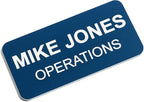 Custom Engraved Name Tag Badges – Personalized Identification with Pin or Magnetic Backing, 1.5 Inches x 3 Inches, Blue/White