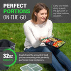 Ez Prepa [20 Pack] 32oz 3 Compartment Meal Prep Containers with Lids - Bento Box - Plastic - Stackable, Reusable, Microwaveable & Dishwasher Safe