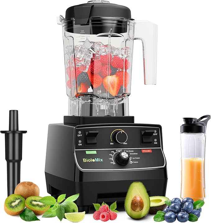 Professional Smoothie Blender, Countertop Blender, Commercial Blender 2200W High Power with 68oz Pitcher, Smart Timer, blenders for kitchen for smoothies, ice, Soup, fish, Dessert With 1 Juice Glass
