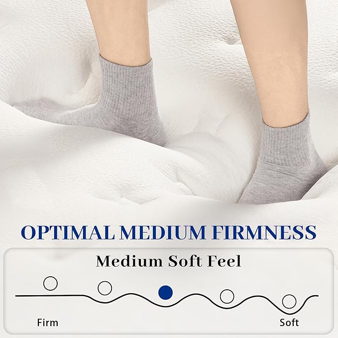 King Size Mattress in a Box 12 Inch Memory Foam Hybrid Mattress with Pocketed Springs Medium Firm Support Motion Isolation Edge Support 180 Night Trial