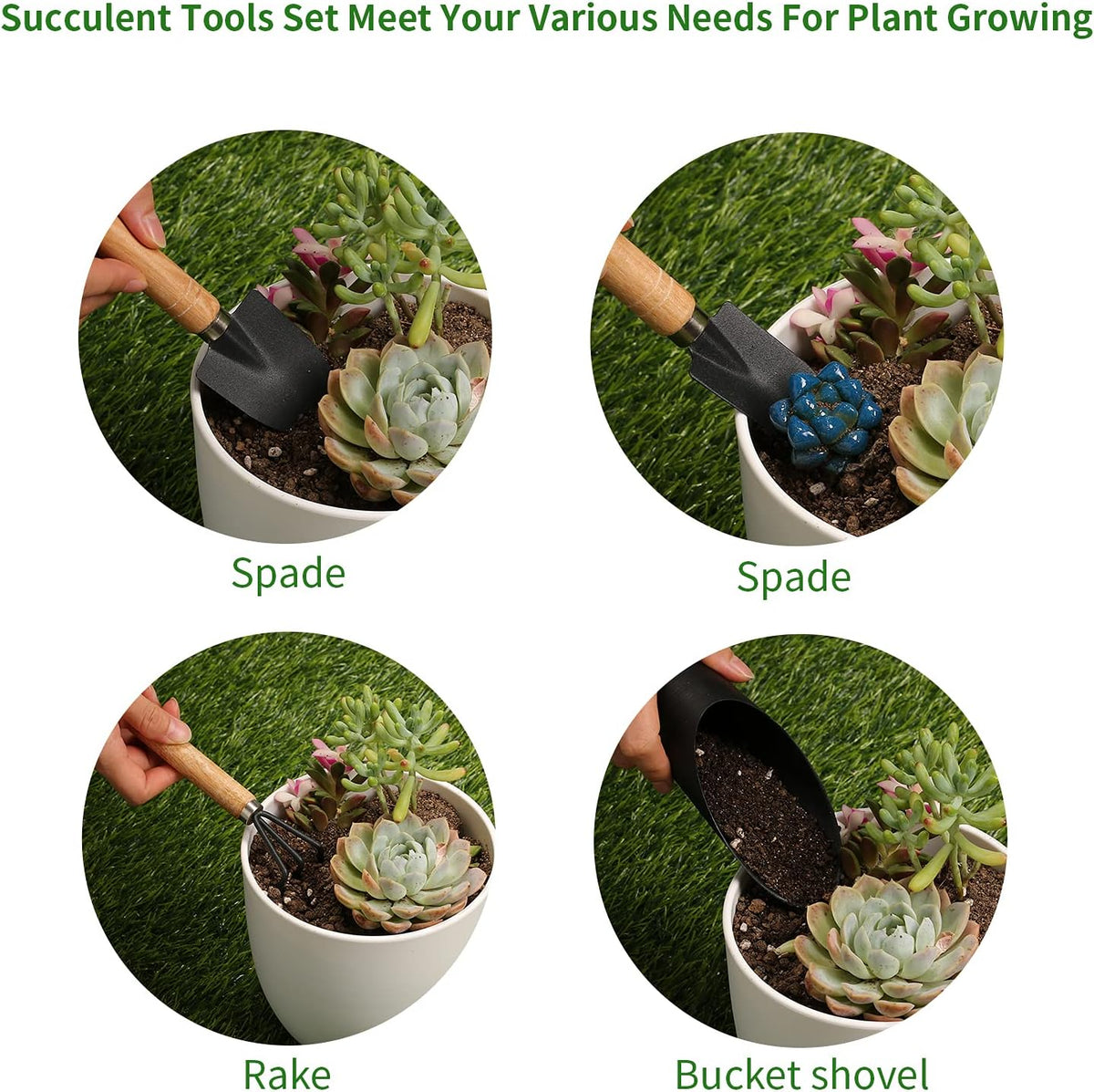 5Pcs Succulent Tools, Mini Garden Tools,Plant Potting Mat as Plant Accessories,Succulent Gardending Hand Tools Kit for Seedling Soil,Caring Succulent,etc,Gifts for Woman’s Gardening work(No Flowerpot)