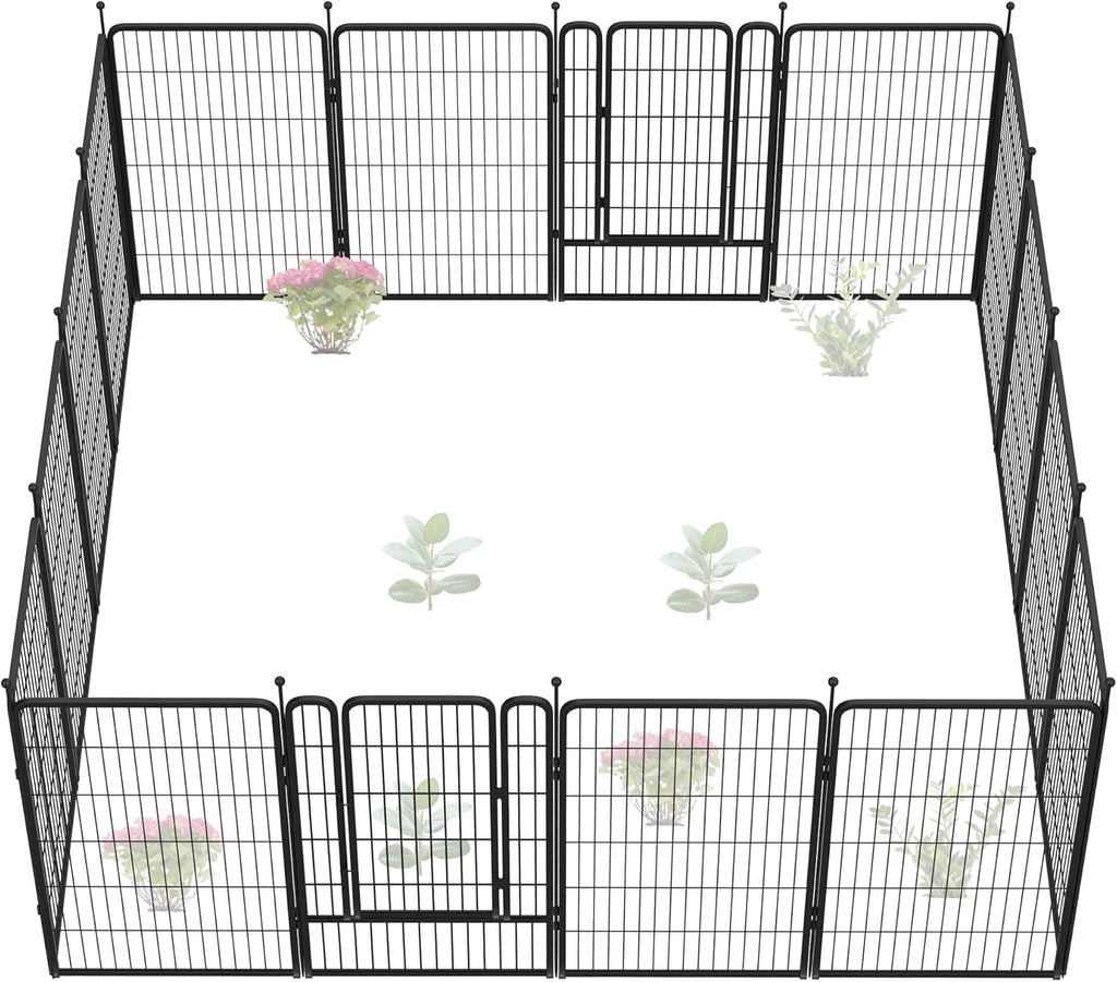 FXW Garden Fence Outdoor for The Yard – 45in(H) x 36.4ft(L) Heavy Duty Metal Animal Barrier for Dog and Rabbit, Decorative Dog Fence, 16 Panels, Black