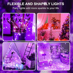 Aogist 50 Pack Fairy Lights 3 Modes 7ft 20 LED Waterproof,Battery Operated Silver Wire Firefly Starry Moon Mini String Lights for Mason Jars Christmas DIY Crafts Wedding Party Bedroom,Purple