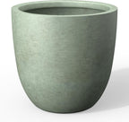 Kante 18 Inch Dia Round Concrete Planter, Indoor Outdoor Large Plant Pot with Drainage Hole and Rubber Plug for Home Patio Garden, Mint Green