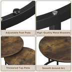 Smuxee Rustic Nesting Coffee Table Set of 2, 27.6" Round Coffee Table Wooden Marble Pattern with Adjustable Non-Slip Feet, Industrial End Table for Living Room Bedroom Balcony