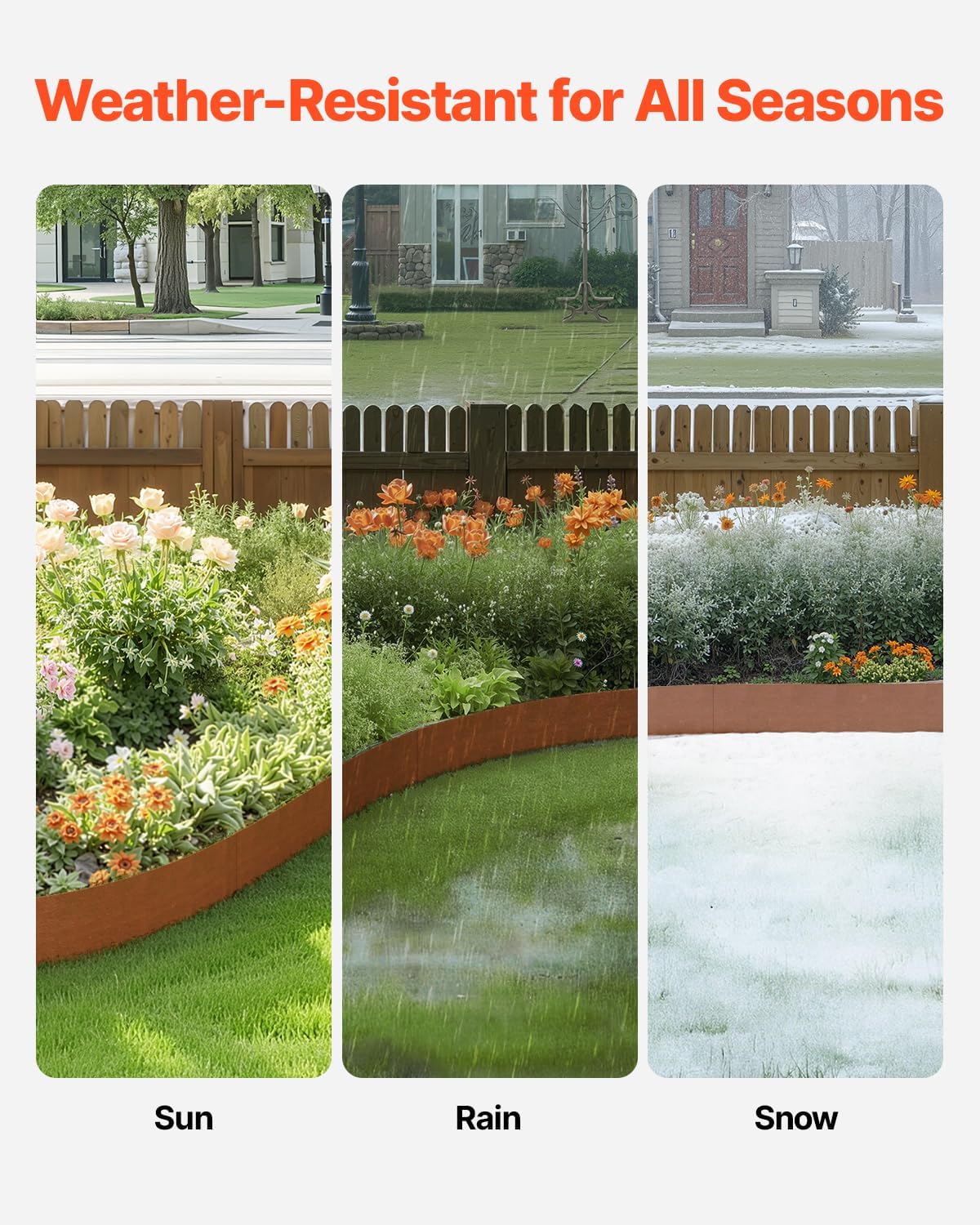 VEVOR Steel Landscape Edging, 6 Packs 40 x 8 in Weather-Resistant & Pre-Rust Metal Landscape Edging, Bendable Garden Edging Border, Shark Spike, Lawn Edging for Flower Bed Yard Pathway Divider