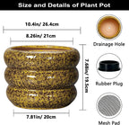SQOWL Ceramic Flower Pots - 10 Inch Plant Pot Indoor with Drainage Hole, Round Bubble Planter for Outdoor Plants, Decorative Ceramic Plant Pot, Porch Home House Decor, House Warming Gifts, Yellow