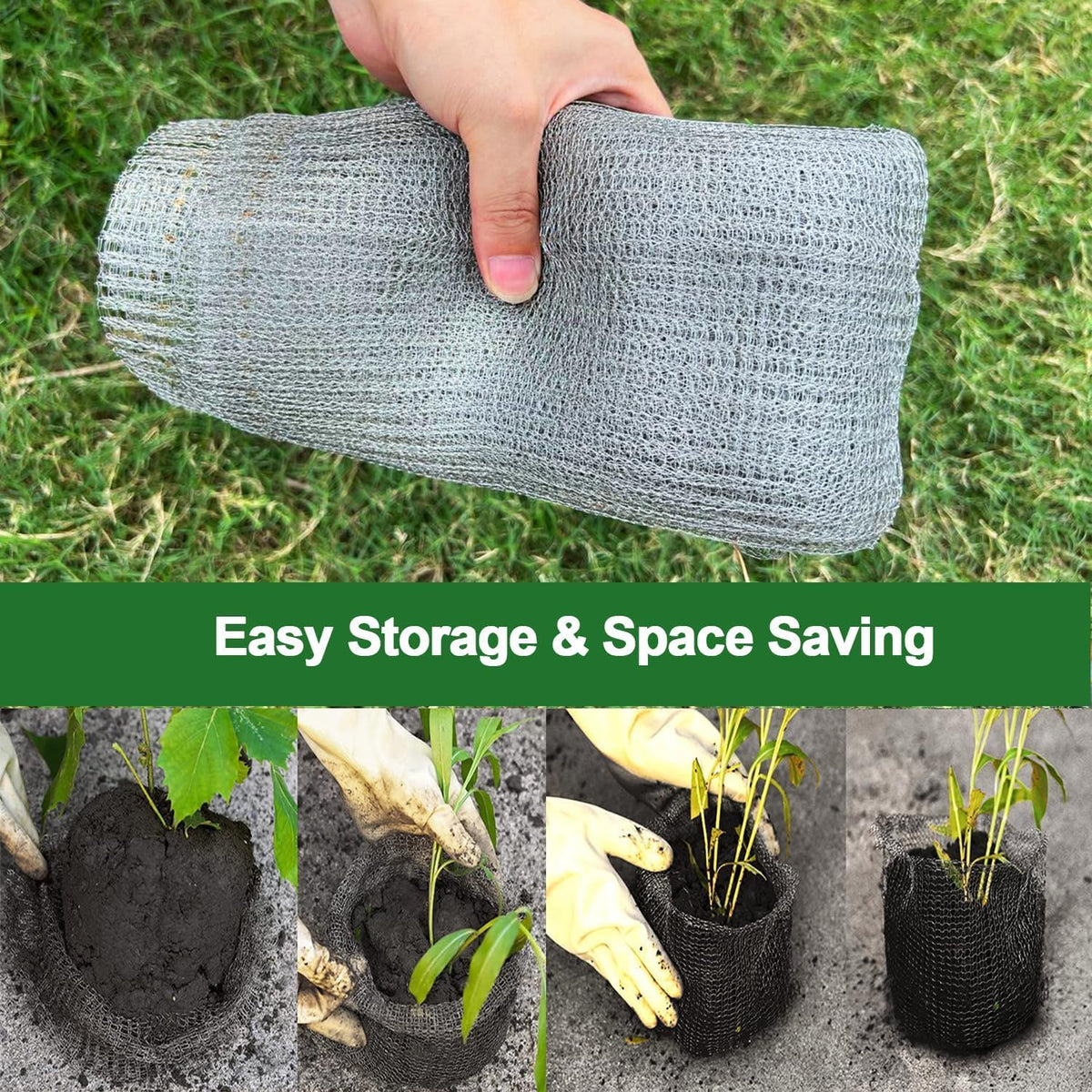6 Pcs Plant Root Guard G-opher Basket 15 Gallon, Stainless Steel Metal Fruit Protection Bags, Underground G-opher V-ole Wire Mesh Baskets Cages for Planting, Protecting The Roots of Large Plants