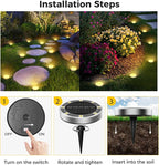30 Pack Solar Ground Lights Outdoor, 8 LED Mini Flat Solar Disk Lights, IP65 Waterproof Anti-Rust Disc Light, Landscape Lighting for Garden Pathway Yard Walkway Driveway Lawn,Warm White