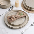 LIANYU Dinnerware Dish Set for 8, 24 Piece Stoneware Plates and Bowls, Ceramic Tableware Sets Includes Dinner Salad Plates, Cereal Bowls, Chip & Scratch Resistant, Sandy Beige