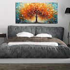 Zoyotago Large Canvas Wall Art Orange Yellow Tree Picture Modern Canvas Prints Ready to Hang for Bedroom Living Room Size 24x48