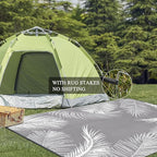Pauwer Outdoor Rug, 6'x9', Leaf Grey, Reversible, Waterproof, Polypropylene, Lightweight, RV Mat, Patio Decor