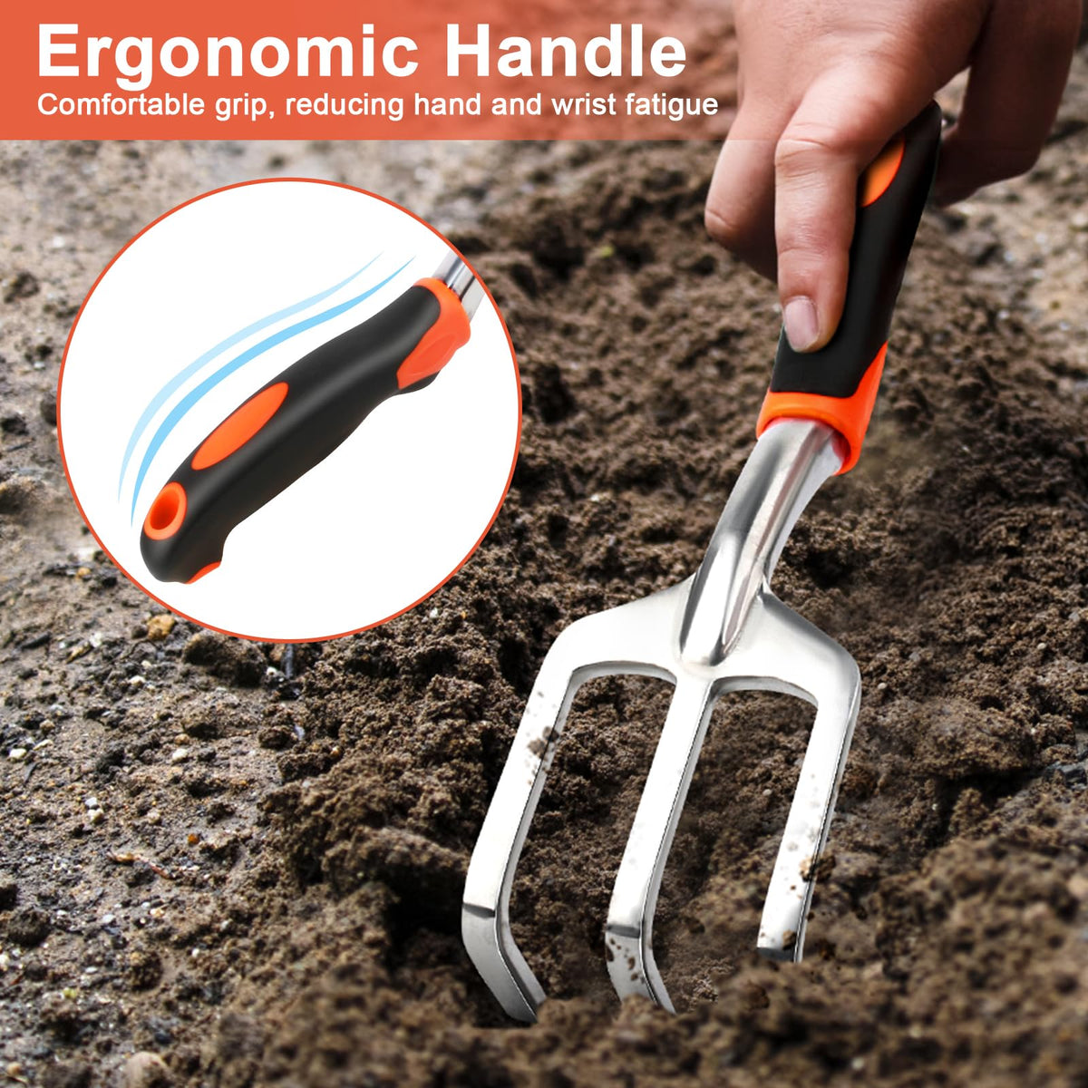 Hand Rake Garden Tool, Heavy Duty Hand Cultivators for Gardening, Small Garden Claw Tool Garden Handrake with Ergonomic Handle, Weed Rake Cultivator Tool for Cultivating, Loosening, Weeding