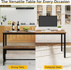 Rovibek 43" Dining Table Set for 4, Modern Space Saving Kitchen Breakfast Table with Benches & Adjustable Feet, Wooden Industrial Style Farmhouse, Brown
