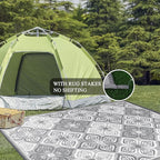 Pauwer Waterproof Outdoor Rug 9x12, Reversible Plastic Straw Patio Camping Rug, Indoor Outdoor RV Mat Carpet for Deck, Camper, Porch, Balcony, Backyard, Picnic, Clover Grey