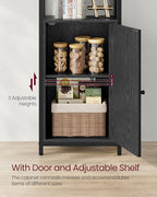 VASAGLE 6-Tier Bookshelf, Tall Bookcase with Cabinet, Steel Frame, Adjustable Shelves, 9.4 x 15.7 x 62.8 Inches, Living Room Bedroom, Ebony Black and Ink Black ULLS132B01