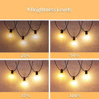 50ft LED String Lights with Remote, 25+1Bulbs Dimmable Patio Lights Outdoor, 24V Waterproof Plug, G40 Hanging Light for Outside Deck Garden Backyard Porch Party Decor