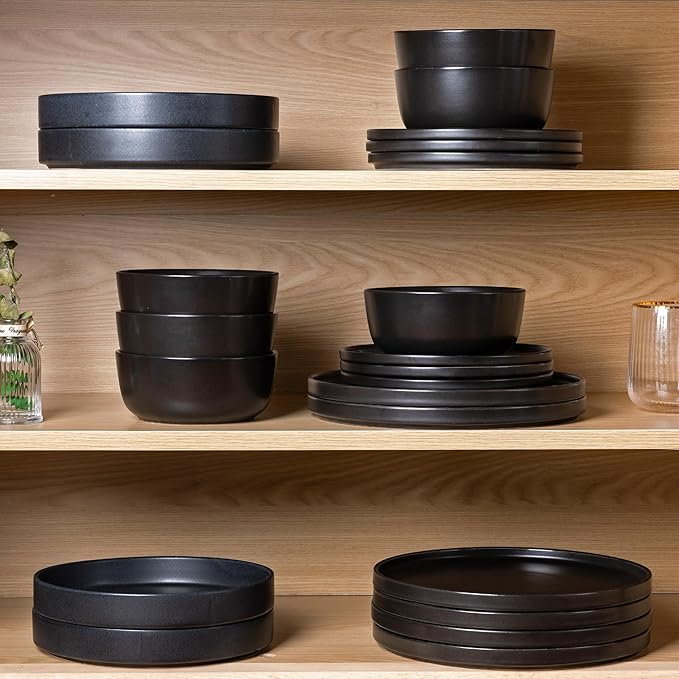 AmorArc Stoneware Dinnerware Sets for 8,Reactive Ceramic Plates and Bowls Set,Highly Chip and Crack Resistant | Dishwasher & Microwave Safe | Round Dishes Set Service for 8 (24pc)