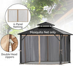 Covered Outdoor Gazebo Mosquito Netting Replacement Universal 4-Panel Sidewalls 8' x 8', Outdoor Gazebo Mosquito Nettings with Double Zipper, Replacement for Patio Canopy, Garden (Mosquito Net Only)