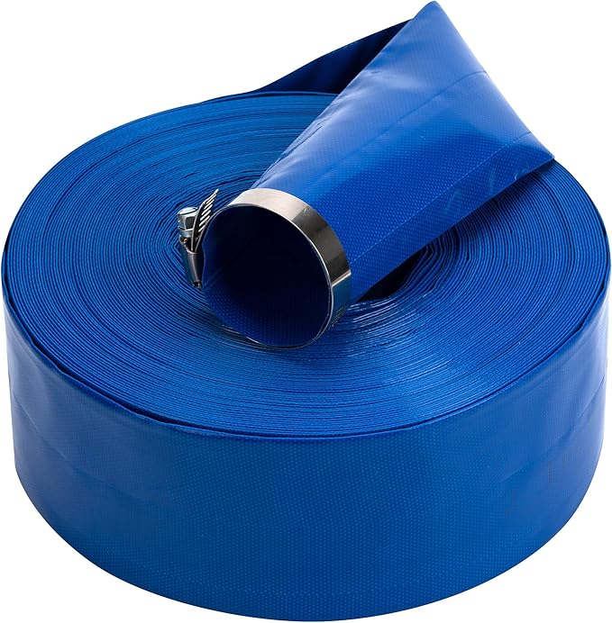 2 in x 50 ft Pool Backwash Hose Heavy Duty Drain Discharge Double PVC Lay flat General Purpose Vinyl Hose, Burst Resistant for Water Transfer Sump Pump Pool Filter (2in 50ft fiber reinforced hose)