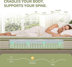 Queen Mattress, 12 Inch Innerspring Queen Size Hybrid Mattress with Individually Pocket Innerspring for Cool Motion Isolation & Silent Sleep, Pressure Relief, Edge Support,Medium Firm