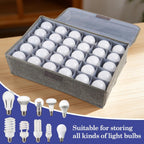 Klmnop 1Pcs Light Bulb Organizer Storage Box with 30 Dividers, Foldable Dustproof Ornament Storage Container with Lid Sturdy PP Board for Home Various Standard Bulbs Organizing(Grey)