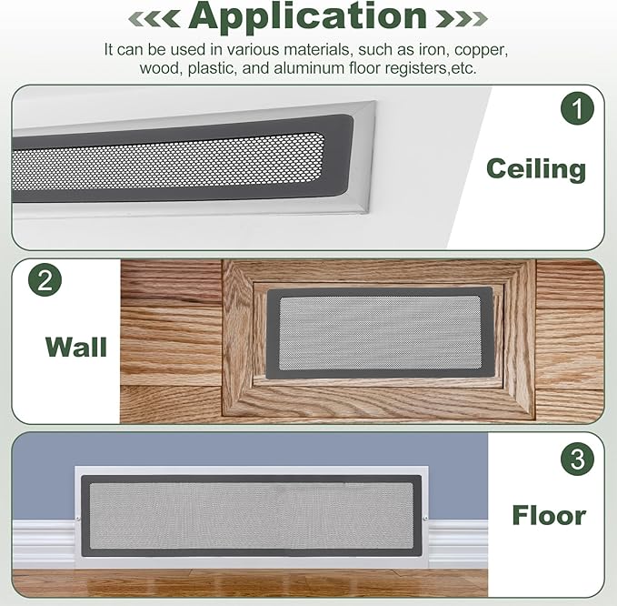 YOKIVE 6 Pcs Magnetic Floor Vent Covers, Floor Register Cover PVC Mesh Air Vent Screen Filters, Great for Home Floor, Wall, Ceiling, Catch Debris Hair Dust (White, 10-Inch x 6-Inch)