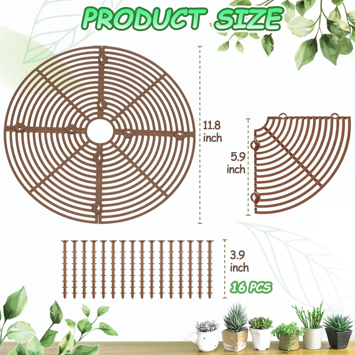 Plant Pot Cover, 3 Pack Planter Protectors Flower Pot Gird for Indoor Potted Soil Cover Round Plant Pot Protector from Animals Protect Plant Pad Cats Plant Soil Deterrent Diameter 11.8 Inch