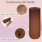 Brown Tulle Fabric Roll Spool Bolt (54 Inch by 40 Yards) Large Tulle Wedding Party Decoration, Tutu Skirt, Table Runner, Gift Wrapping, Bridal Shower, Soft & Drape (Brown)